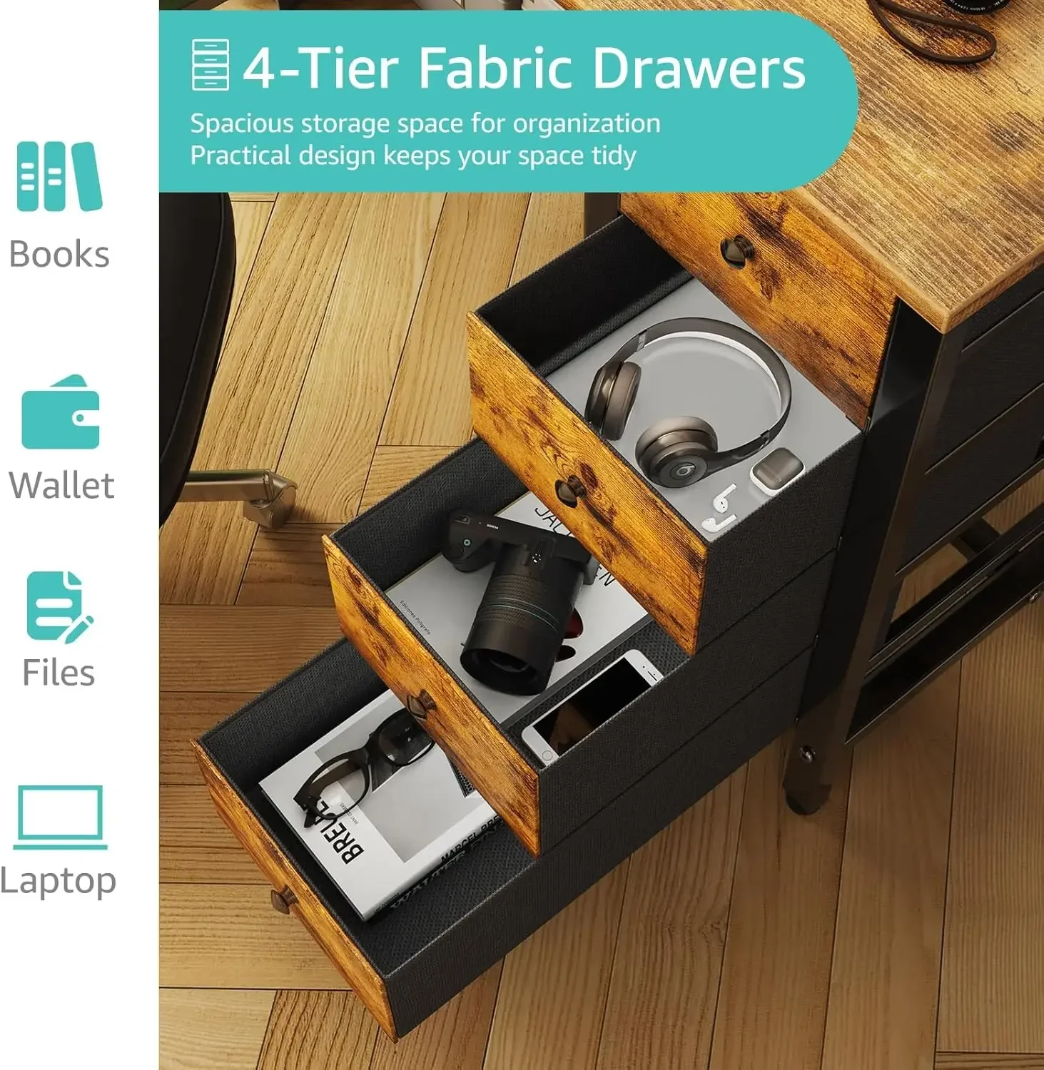 40 inch Computer Desk with 4 Drawers, Kids Student Small Desks for Home Office Small Space, Work PC Desk Table for Bedro