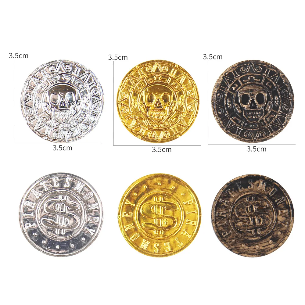 10/30/60pcs Retro Plastic Pirate Coin Halloween Decoration Fake Treasure Party Gift Kids Favor Birthday Toys Kids Party Supplies