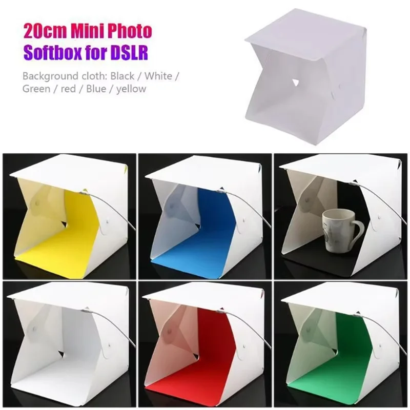 Leading-LED-Enhanced Mini Folding Photo Booth With Softbox, Portable Light Box Including 6 Vivid Backdrops