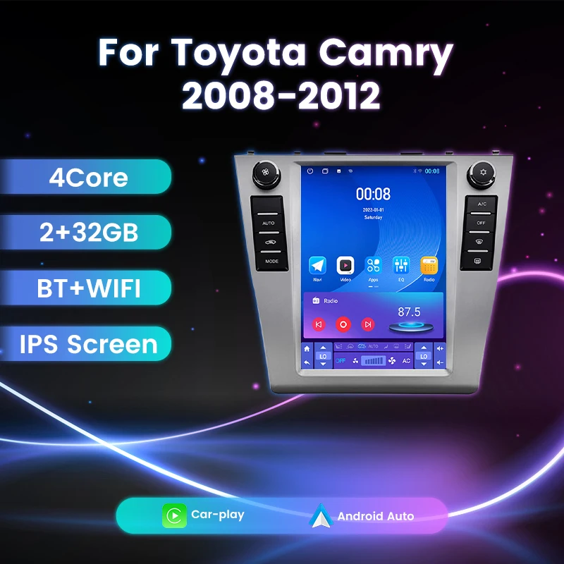 

9.7'' Vertical IPS Screen Car Radio Host for Toyota Camry 2006 - 2012 Wireless Carplay Android AUTO Multimedia Player BT Device