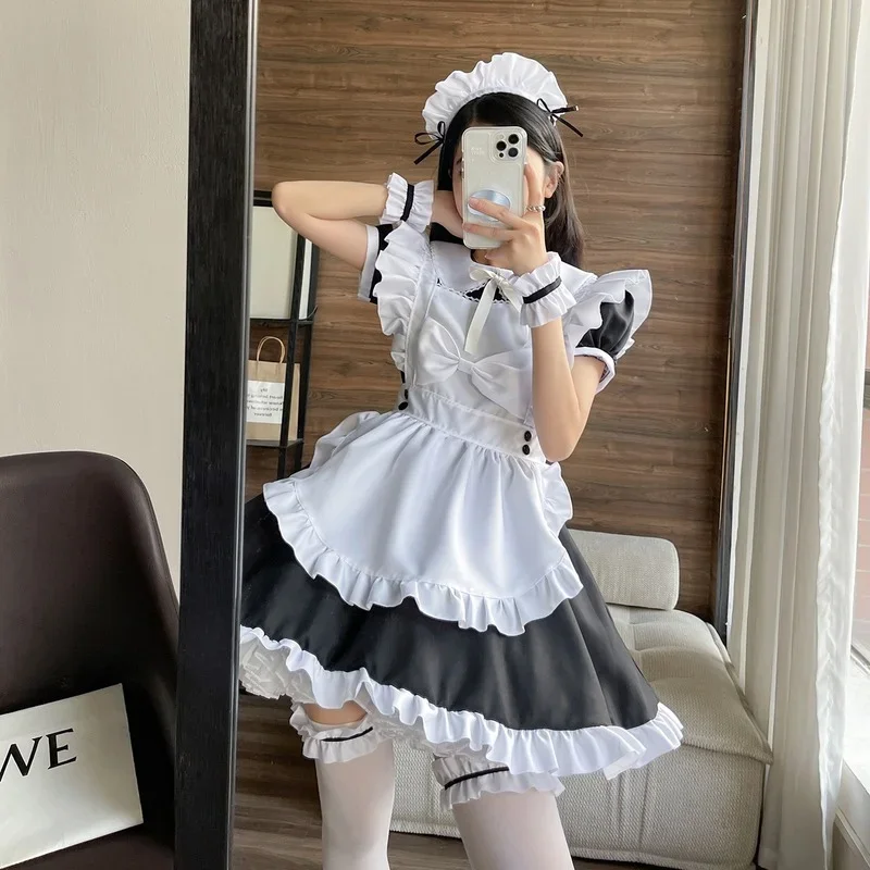 13Plus Size Halloween Meid Cosplay Kostuums Anime Cartoon Zwart Wit Lolita Jurk Zoete Boog Knoop Student Kawaii Sailor Uniform