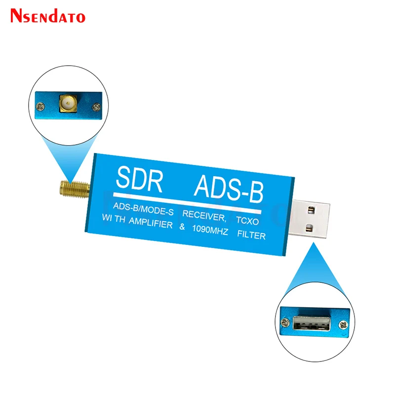 RTL2832U ADS-B Mode-S USB SDR TV Receiver Built-in RF Amplifier 1090MHz Bandpass Filter Radio SDR Band TV Scanner Tuner Stick