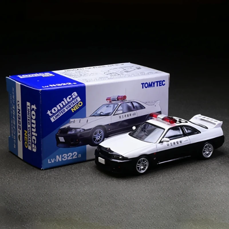 

TLV LV-N322a масштаб 1:64, имитация модели полицейского автомобиля, литой под давлением сплав, готовый продукт GTR R33, орнамент, подарок, классический