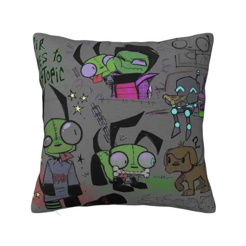 Custom I-Invader Z-Zim Cartoon Cushion Cover Home Decor Printing Throw Pillow Case for Sofa Two Side