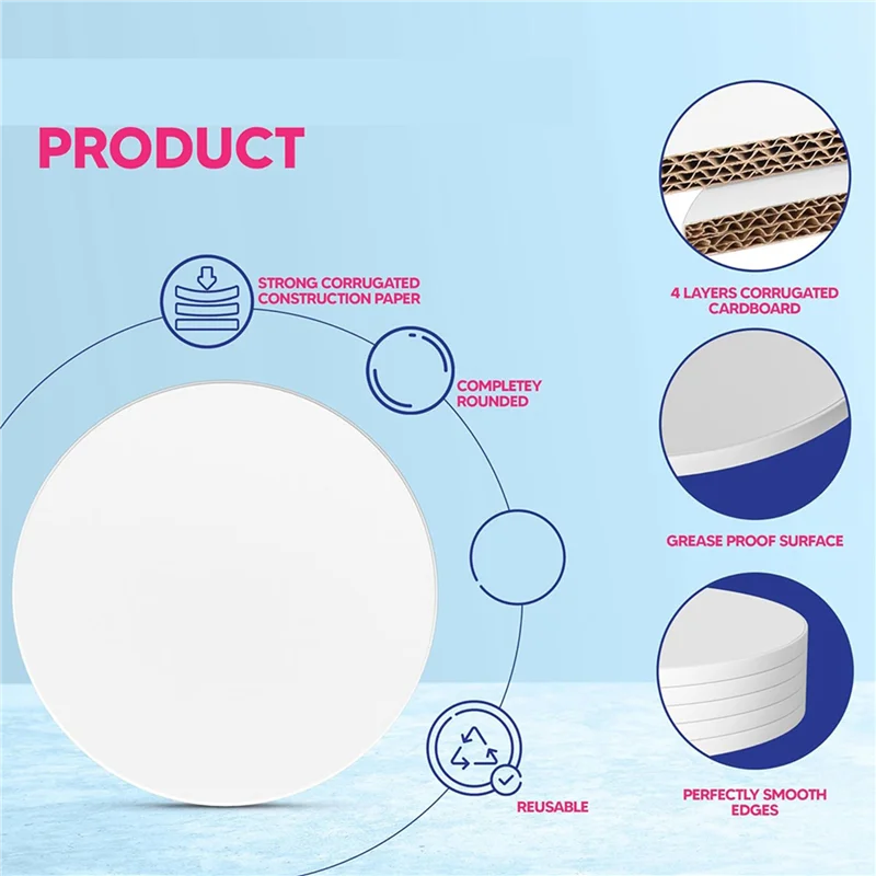 

B97A-Cake Boards,12 Inch Cake Drum Cake Boards 12 Inch Round - Bend Resistant Multi-Layered Cake Base For Displays 15PCS