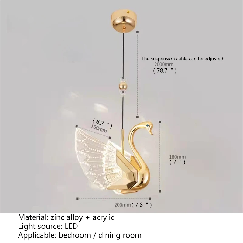 TINNY Nordic Pendant Lamp Creative Gold LED Linear Swan Chandelier Light for Decor Home Dining Room Bedroom Fixtures