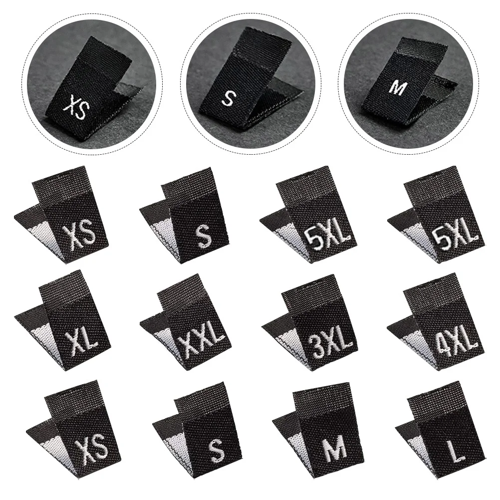 

900Pcs Unisex Clothes Size Label Woven Tags Steam Iron Safe Simple Design Practical Use DIY Garment Accessories