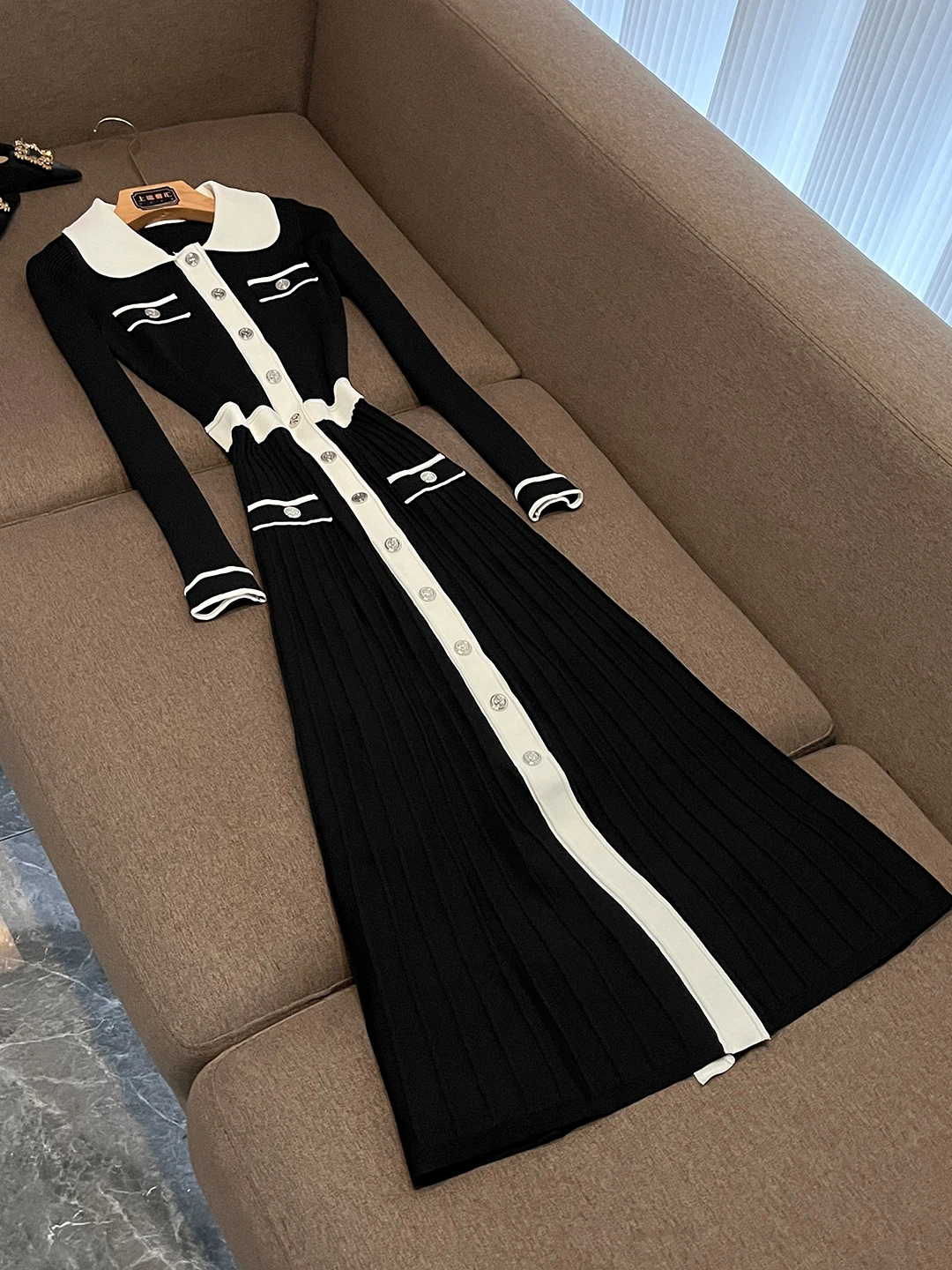 Ele محبوك طويل Sve مطوي سليم صالح الدكتور Faionable الخريف الشتاء جديد Sle جولة Ne زر واحد Ci تخفيف...