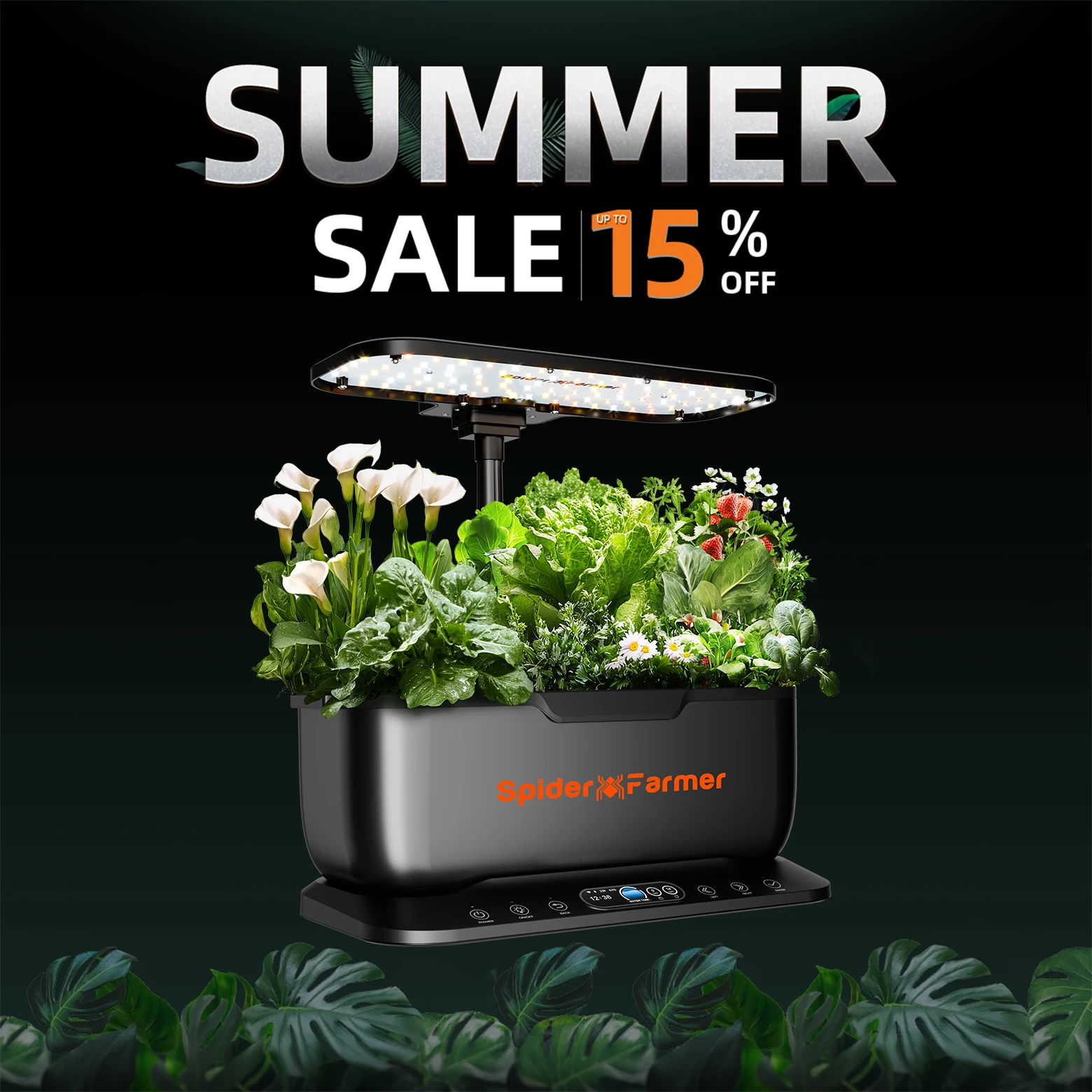 Spider Farmer 2026 Neues Hydroponisches Anbausystem 12 Pods LED-Licht für Kräuter und Gemüse
