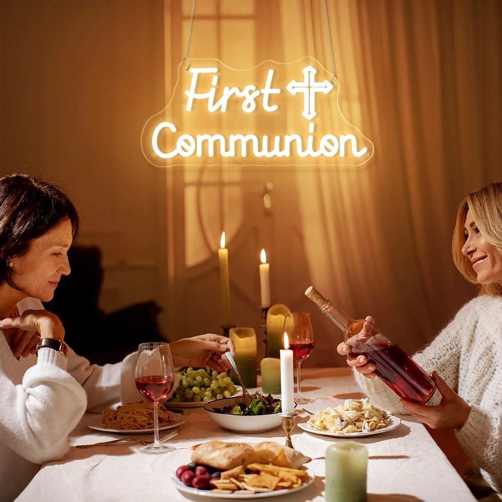 

First Communion Led Neon Sign Wall Home Room Decor Birthday LED Neon Lights Sign for Party Baptism Decoration Sign Gifts