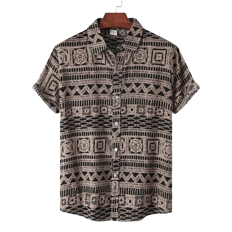 Luxury Men\'s Shirt Man T-shirt Tiki Fashion Shirts And Blouses Clothing Social T-shirts Hawaiian Cotton Oversize Free Shipping