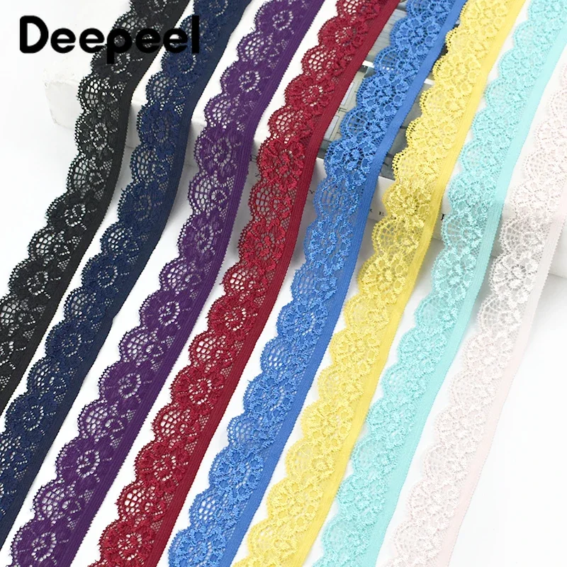 

5/10Yards Deepeel 25mm Nylon Stretch Lace Trim Underwear Strap Sewing Elastic Band Clothes Edge Trimmming Fabric Accessories