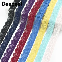 5/10Yards Deepeel 25mm Nylon Stretch Lace Trim Underwear Strap Sewing Elastic Band Clothes Edge Trimmming Fabric Accessories