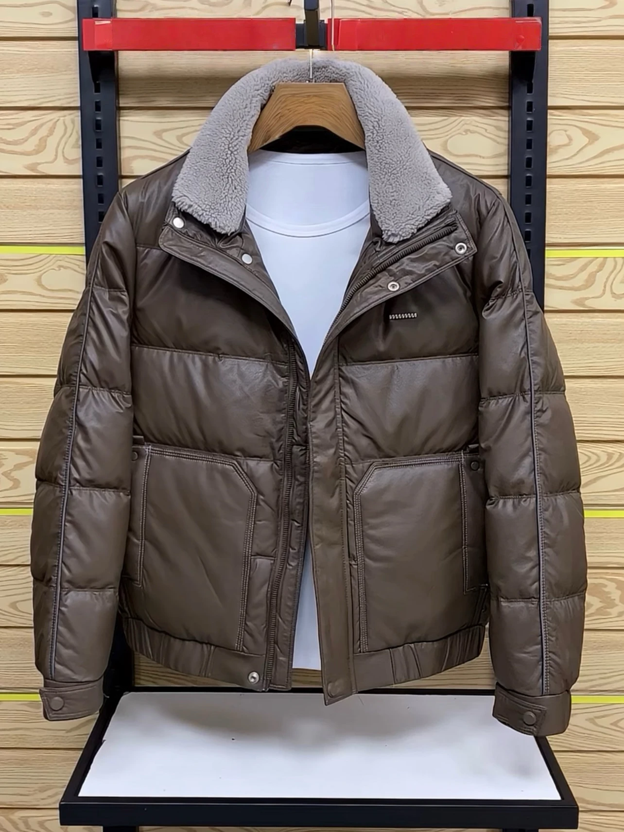 الراقية الرجال أسفل Jaet الأبيض دو ريشة جلدية سليم صالح ort Thiened الوقوف طوق مقاوم للماء يندبروف الدافئة عادية... #2