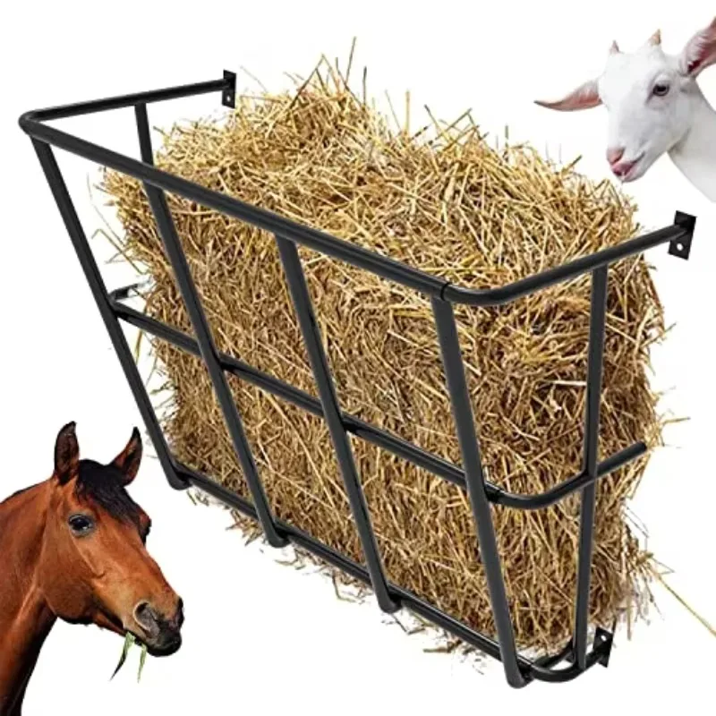 Outdoor Wall Mount Hay Rack Heavy Duty Livestock Feeder for Sheep, Goats, Horses