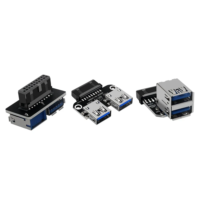 Conector fêmea USB A para Desktop Motherboard, Adaptador de 20Pin para Dual USB 3.0, Cabeçalho para 2 portas, 19 Pin 20P