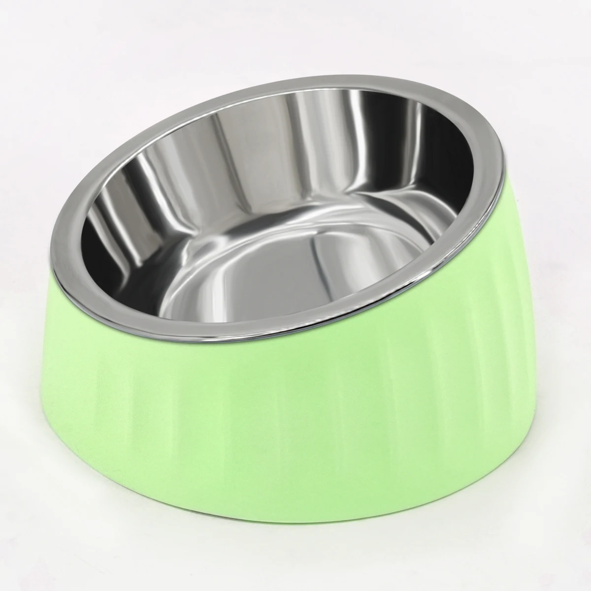 1PC Stainless Steel Dog Bowl With Oblique Mouth To Prevent Tipping Over, Non-slip Dog Bowl, Cat Feeding Bowl