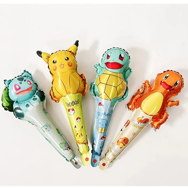 16 Stück Cartoon Pokemon Pikachu Kinder-Handballons aus Folie für Kindergeburtstage, Dekorationszubehör, Babyparty-Geschenke und Spielzeug