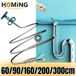 60-300cm Sewer Pipe Unblocker Snake Spring Pipe Dredging Drain Cleaner Kitchen Bathroom Sewer Cleaning Tool Kitchen Accessories