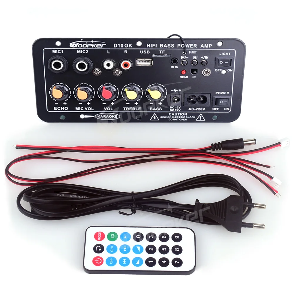 Woopker-placa amplificadora con Bluetooth, AUX, tarjeta TF, USB, 30-120W, para altavoz de 8-12 pulgadas, 110V, 220V, 12V, 24V, módulo de