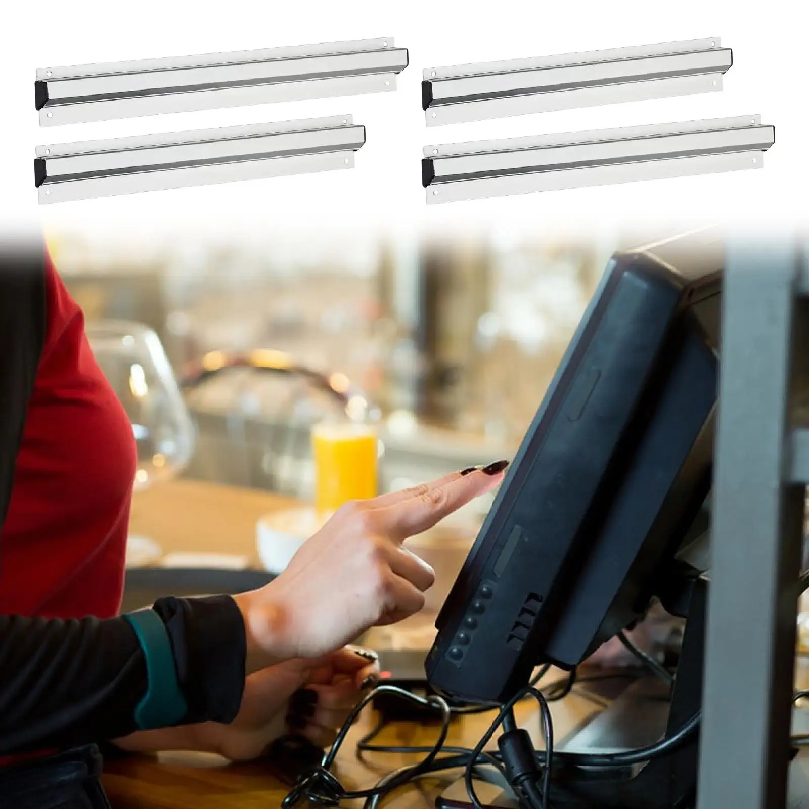 Takeaway Order Clip Receipt Holder Aluminum Alloy Wall Mounted Ticket Organizer for Catering Notes Bill