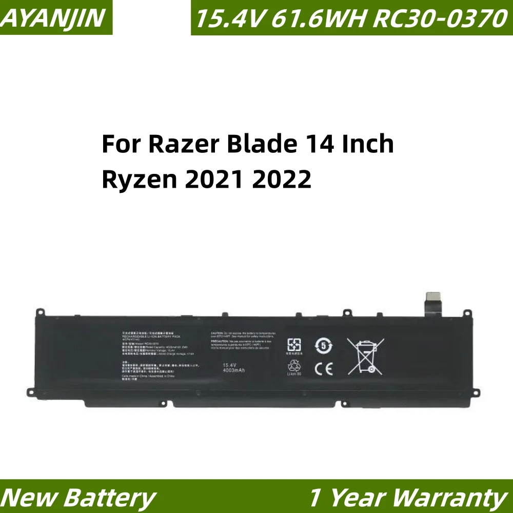 

RC30-0370 15.4V 61.6WH Laptop Battery For Razer Blade 14 Inch Ryzen 2021 2022,RZ09-0370BEA3 RZ09-0368 4ICP4/47/140