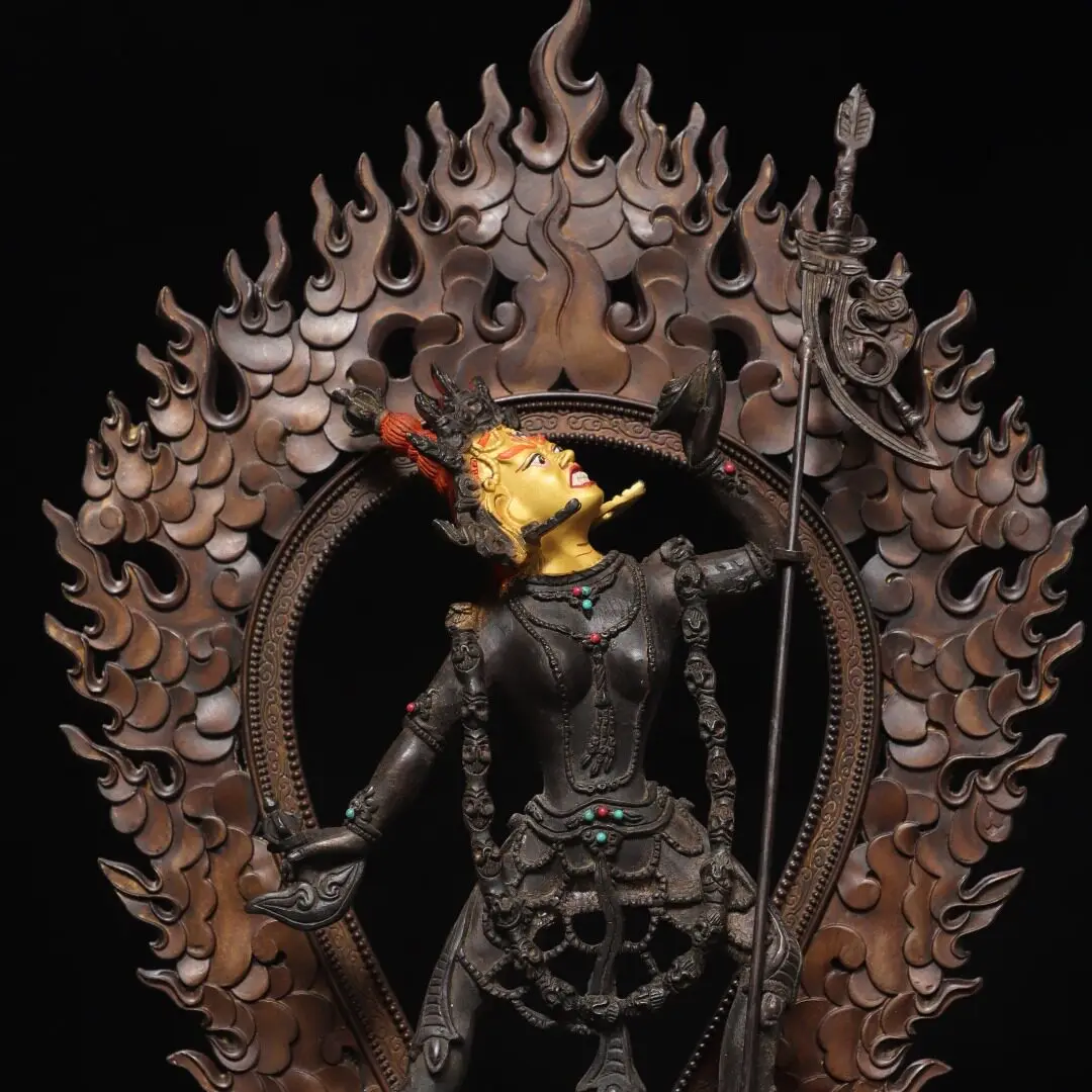 Pure Copper Gilt Vajrayogini Naropa Dakini Statue Nepalese Handmade Antique Home Altar