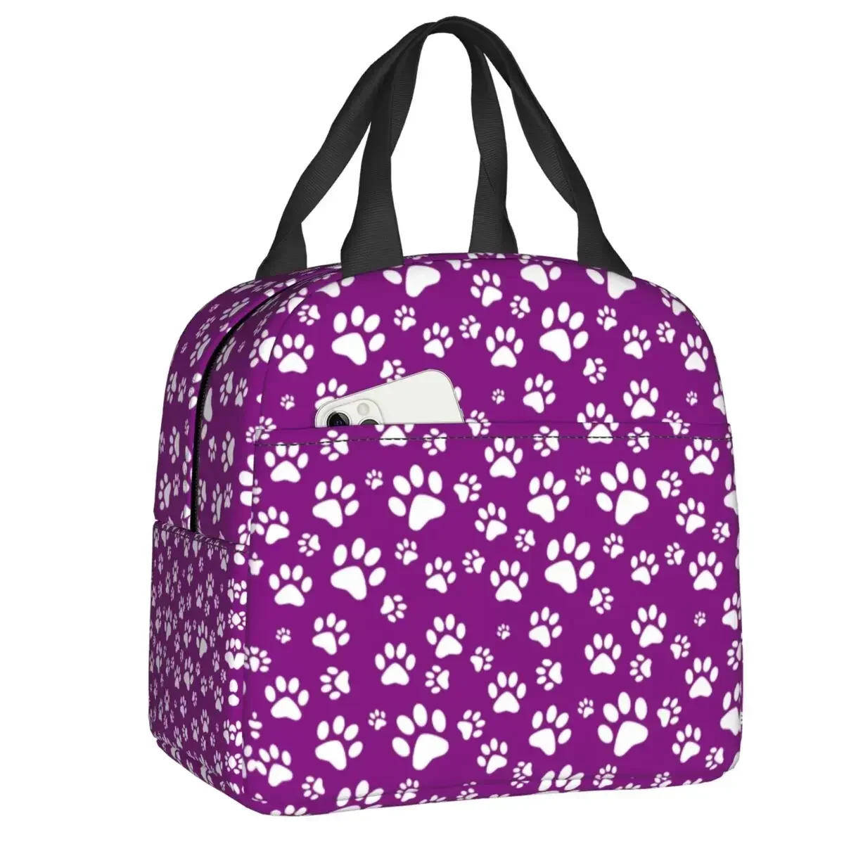 Custom Pet Dog Paw Pattern Lunch Bag Women Thermal Cooler Insulated Lunch Box for Adult Office