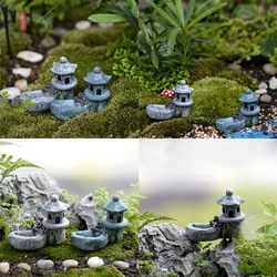 Mini Retro staw wieża rzemiosło żywiczne bajki wystrój ogrodu figurki zabawki do miniaturowe Terrarium mikro element dekoracji krajobrazu ozdoby do domu