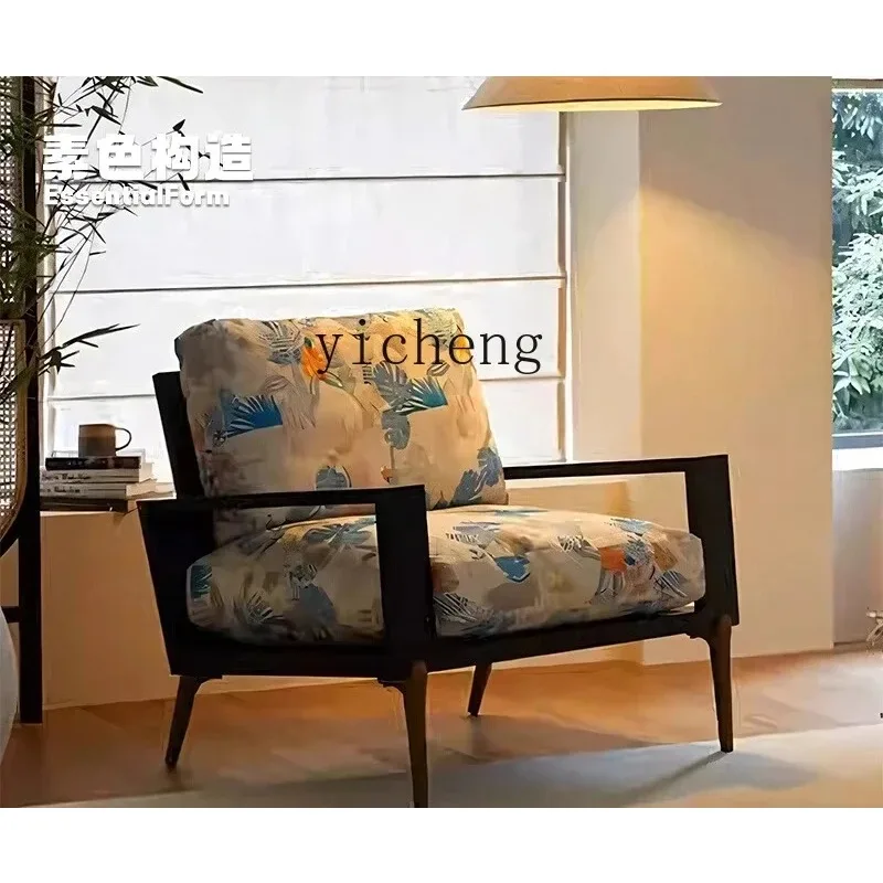 

X-11 medieval retro wind embroidery spring chair single sofa chair B & B living room solid wood leisure chair