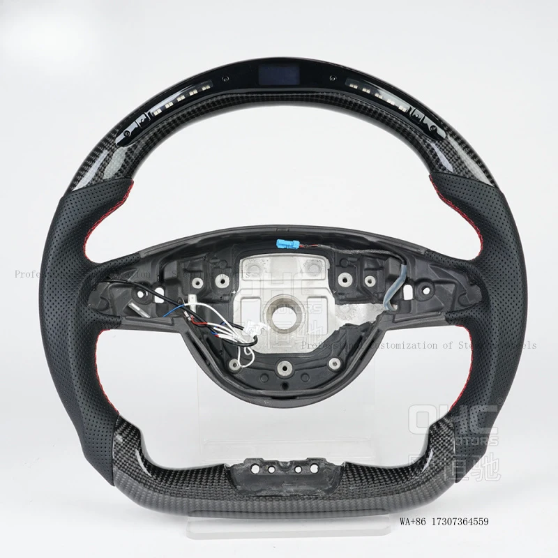 Suitable for 15-18 Mercedes-Benz W205 steering wheel modification to a high-end carbon fiber LED flat-bottom car steering wheel