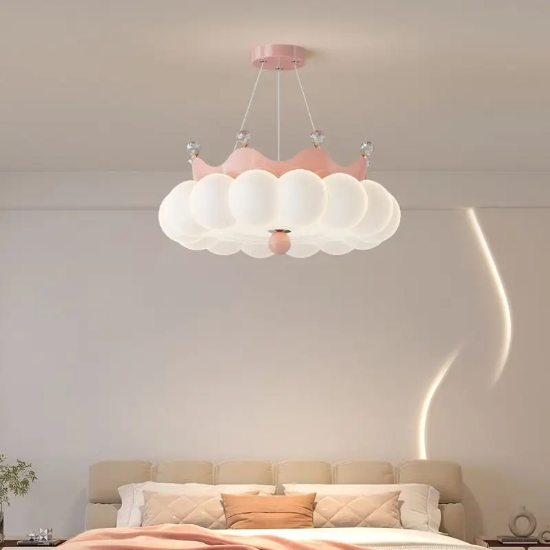 

Nordic Led Ceiling Lamp for Cream Crown Bedroom Light French Middle Ancient Style Children's Room Acrylic Dimmable Decor Fixture