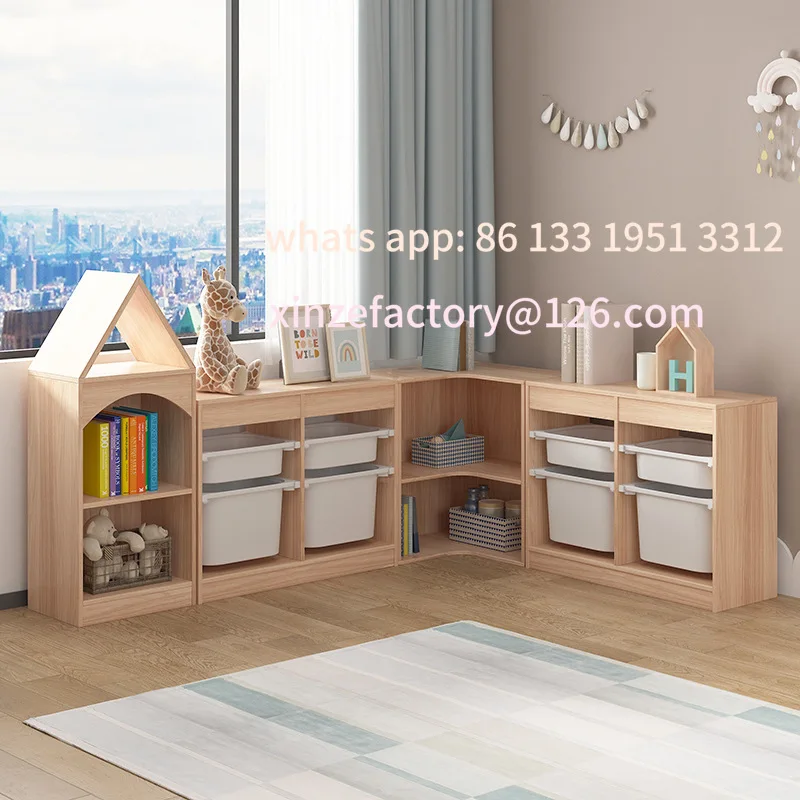 

Customizable Solid Wood Storage Combination Cabinet Corner Bookcase Finishing Shelf