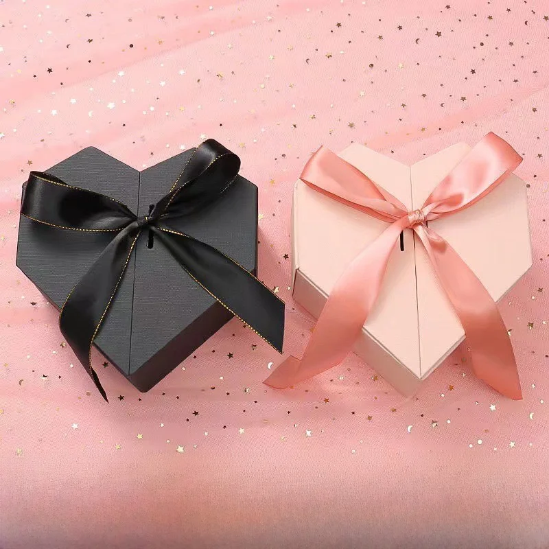 Rosa herzförmige Geschenkbox, leere Box, Brautparty-Geschenke, Kosmetik, High-End-Geburtstagsgeschenk, spezielle Papierverpackungsbox