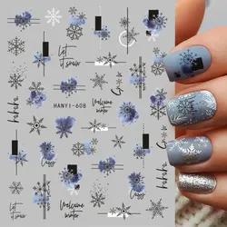 3D Nail Sticker Christmas Snowflakes Self Adhesive Nail Decals Winter Autumn Colorful Flower Maple Leaf Pattern Nail Decoration