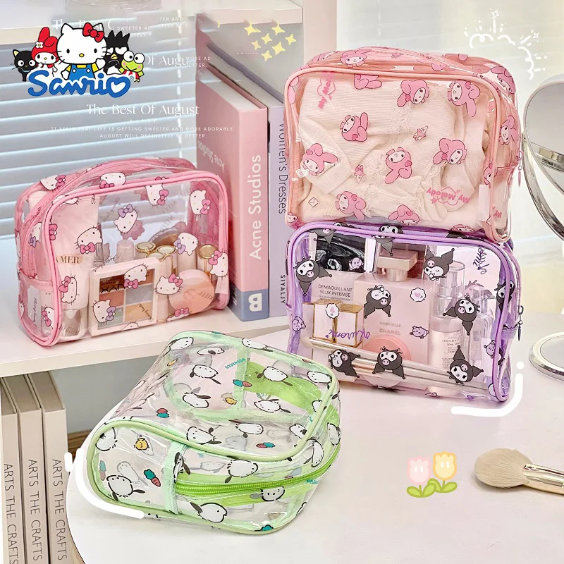 

Прозрачная косметичка Sanrio Kuromi, милая дорожная косметичка большой емкости для девочек
