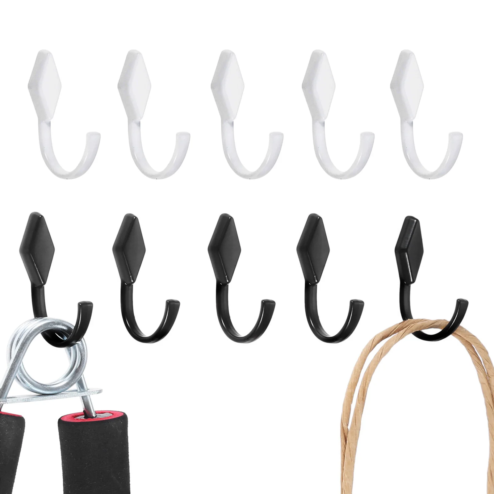 

5 pcs Black Clothes Coat Hook Key Holder Hooks Door Wall hanging white Bathroom Kitchen Accessories pegboard