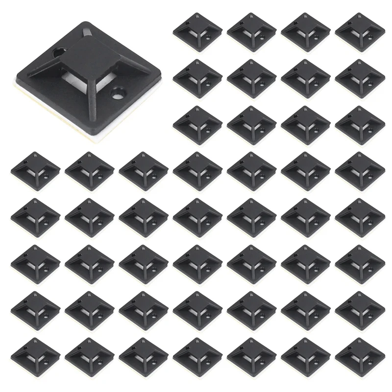 

600 Pcs Self Adhesive Cable Tie Mount Base Holder 20 X 20 X 6Mm