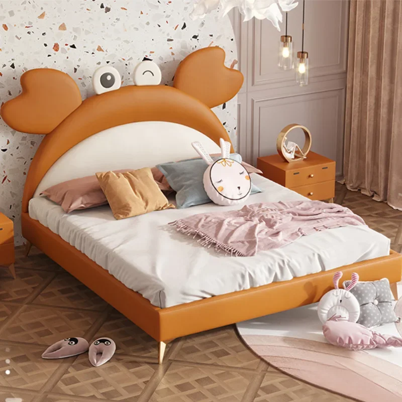 Teen cartoon crab bed boy bed Modern Internet celebrity  1.5m soft bag children's hemmed girl leather