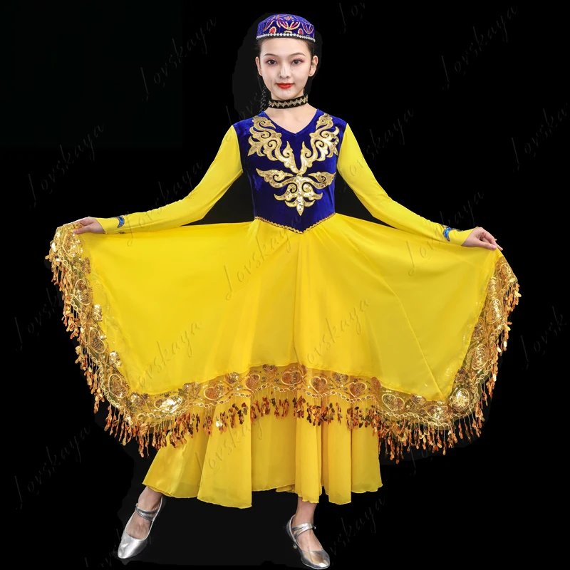 Costume de danse du Xinjiang, nouveau Style, Costume de danse ouïghoure, jupe pivotante pour pratique sur scène d'examen d'art pour filles