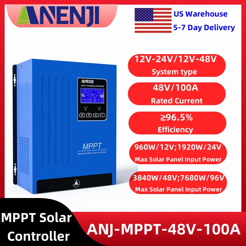 100A Solar Charge Controller MPPT LCD Display 12V 24V 36V 48V Solar Battery Max 180V Panel Intelligent Regulator With RS485