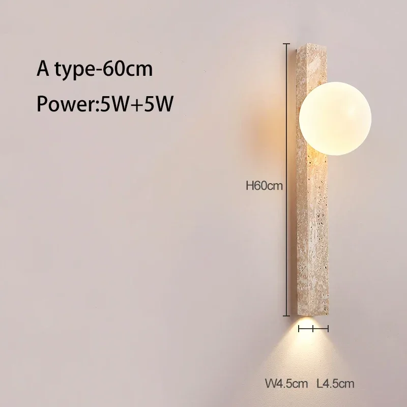 Long Yellow Cave Stone Wall Lamp Retro Stone Bedroom Bedside Cream Style High-end Home Decoration Stair Aisle Light LED