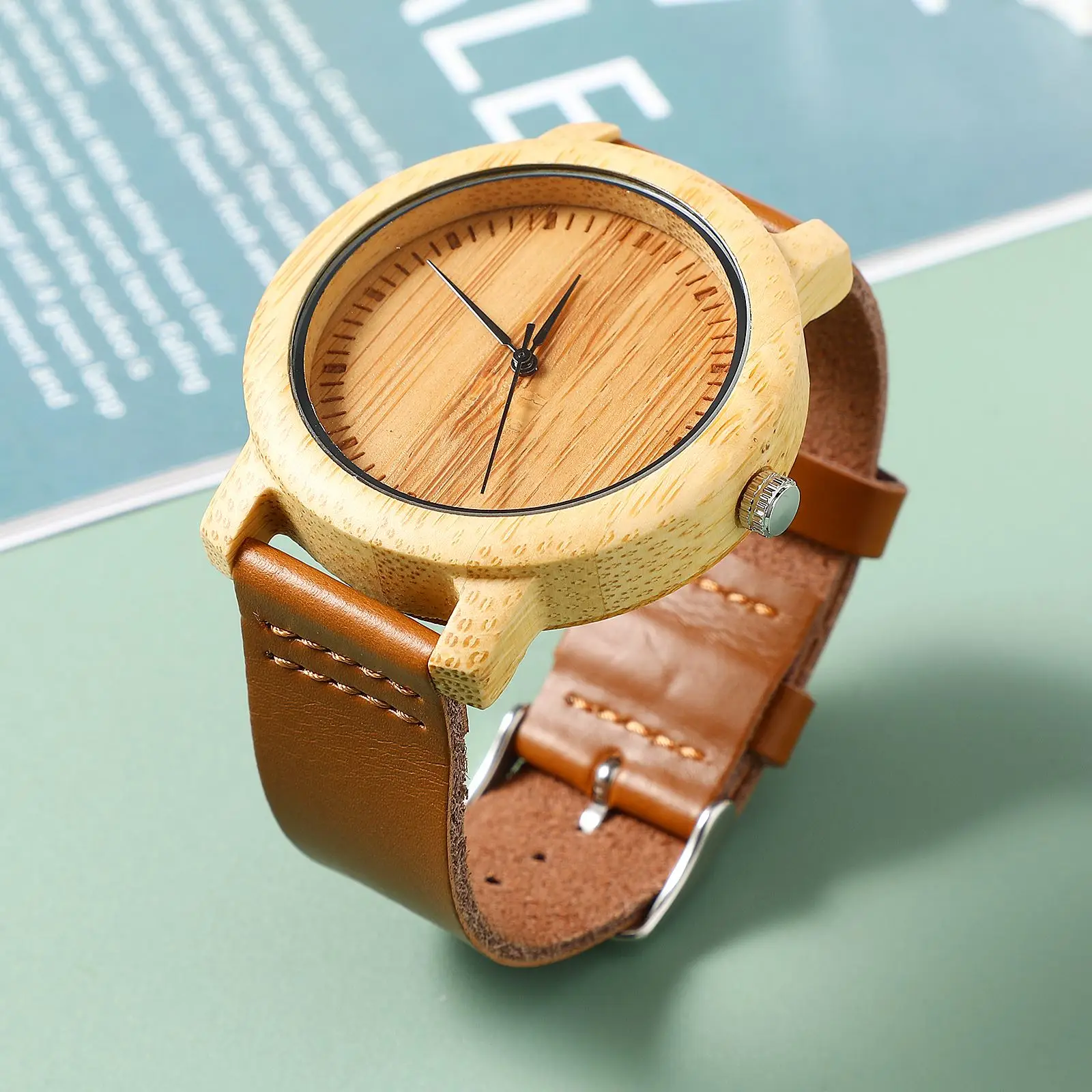 Classic Quartz Watch Natural Bamboo Watches Wood Wristwatch With Genuine Strap For Women Men Gifts