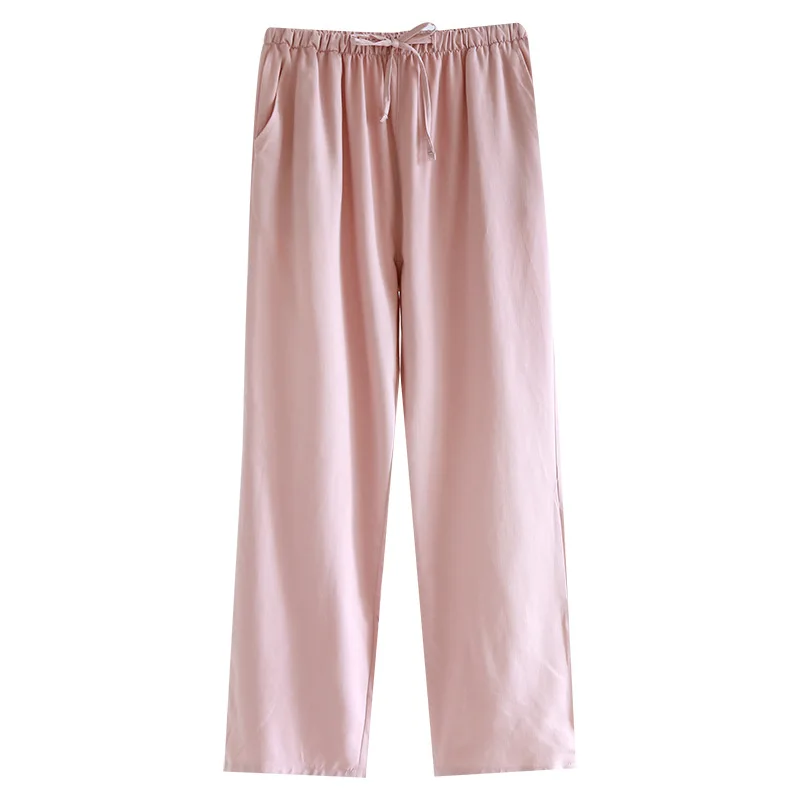 Spring/Summer Cotton Silk Home Sleepwear Men Twill Solid Color Pants Thin Couple Sleep Bottoms Viscose Pijama Pants Lounge Wear