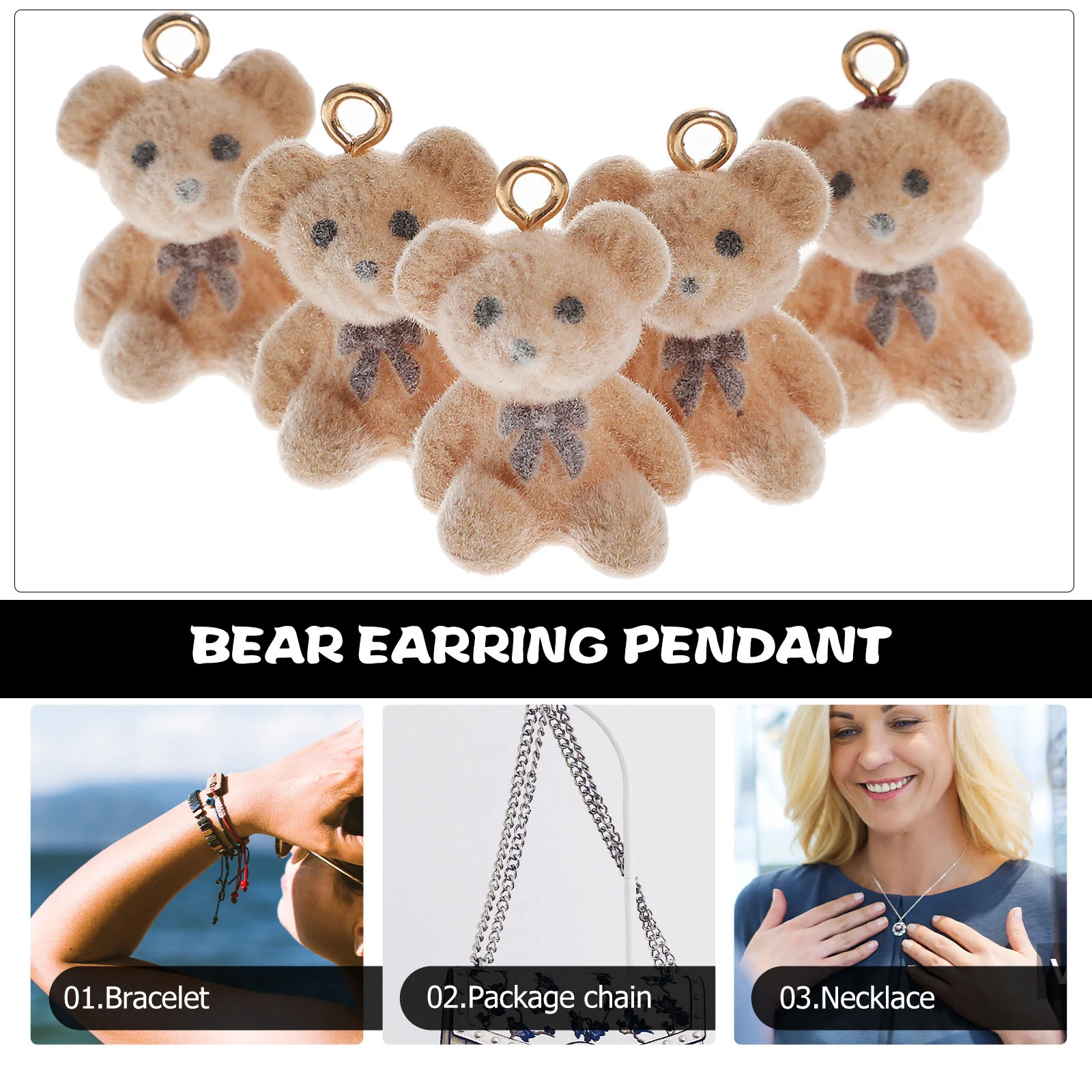 

10 Pcs Bear Earring Pendant Jewelry Materials Charm DIY Accessories Charms for Earrings Necklace Resin Pendants