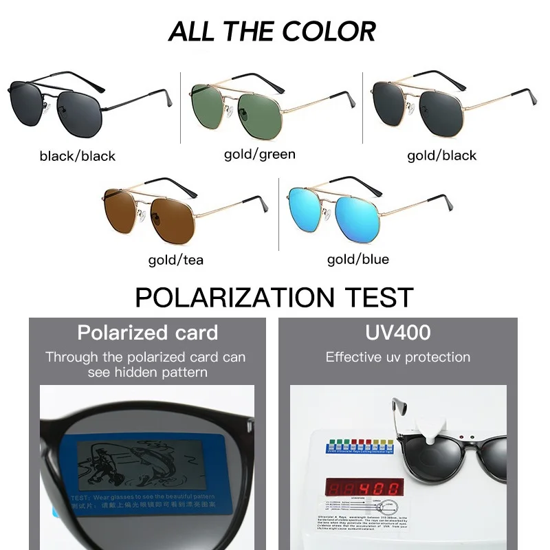 Classic Men Polarized Sunglasses Man Vintage Metal Frame Design Sunglass Woman for Outdoor Fishing Pilot Driving Eyewear UV400