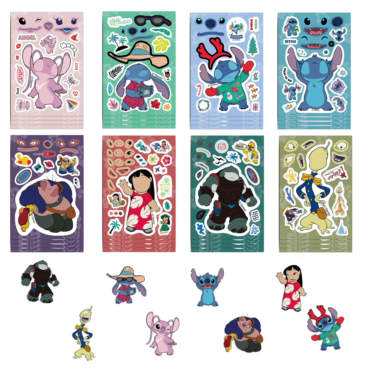 32PCS DIY Puzzle Aufkleber Cartoon Stich Charakter Meme Montieren PVC Aufkleber Kinder Spielzeug Jungen Mädchen Geschenke Aufkleber Spaß Klassisches Spielzeug