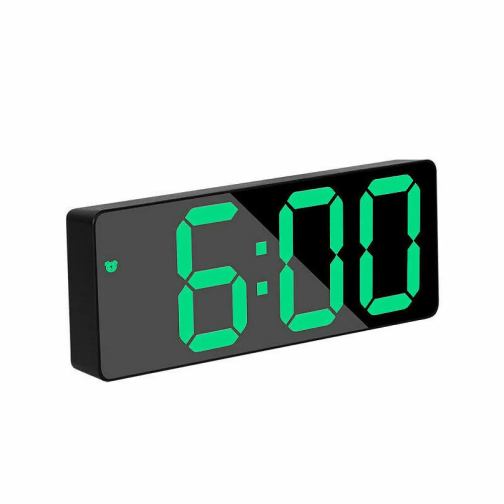 Mirror LED Digital Alarm Clock 12/24 Hours Battery/USB Operated Multifunctional Nigh Light Temperature Display