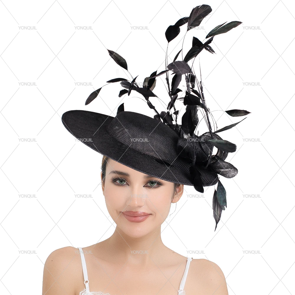 Damen Party Großer Zylinder 30 CM Größe Deby Cocktail Damen Chapeau Kappe Braut Hochzeit Fascinator mit Blumen Haaraccessoires – Detail 2