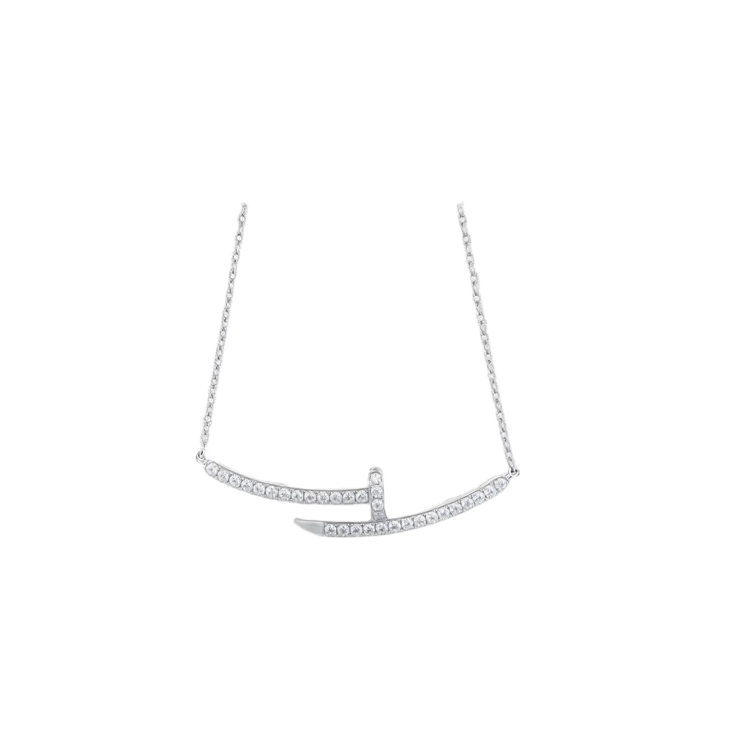 

S925 Sterling Silver Necklace T-Shaped Side Horizontal Bar Jewelry Necklace